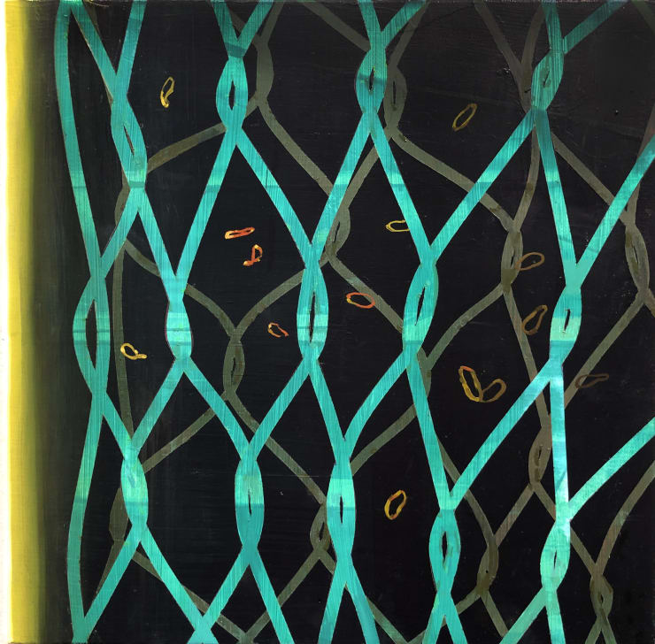 Benjamin Britton Dispersed to the waviness, 2021 oil and acrylic on canvas over panel 12 x 11.75 inches