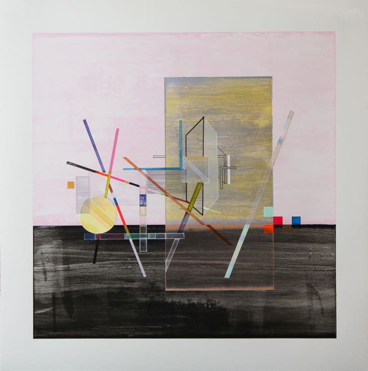 Scott Eakin WP-172, 2023 acrylic and collage on Bristol paper 14 x 14 inches