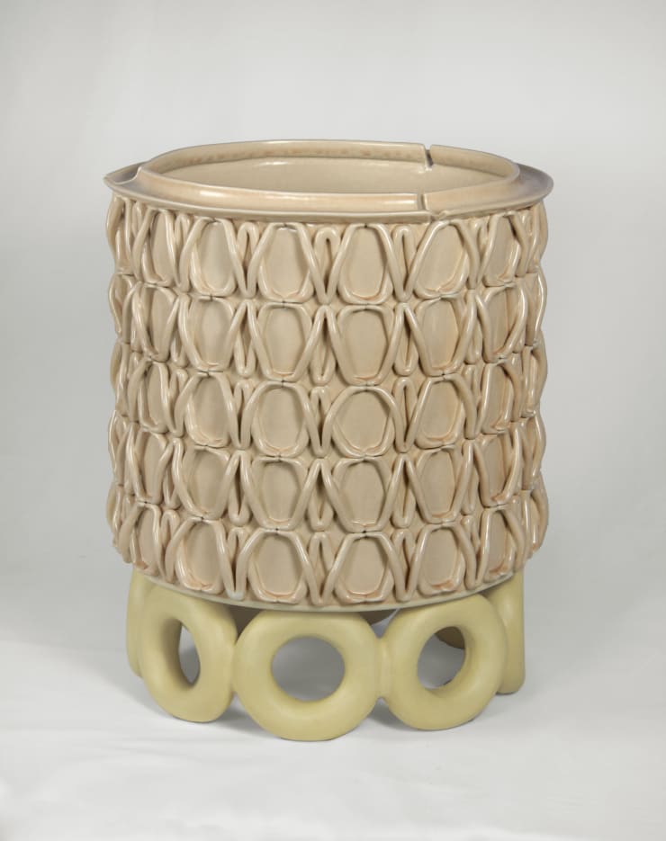Andrea Clark Woven Planter, Eight Circle Base planter: stoneware with glaze base: stoneware