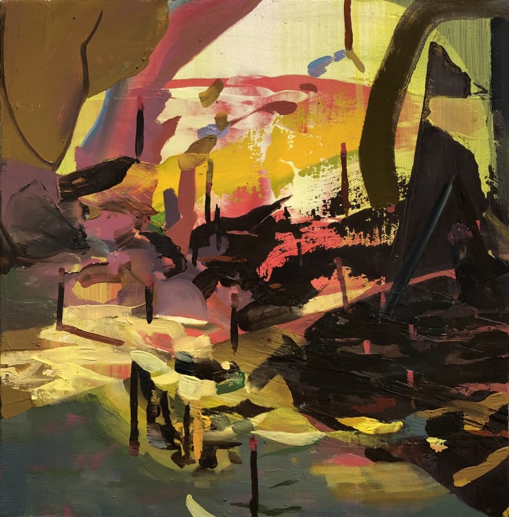Benjamin Britton Restart the rainbow from yellow, 2021 oil on panel 12 x 11.75 inches