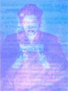 Brigitte Spiegeler Still I rise (Rosa Parks & Olympe de Gouges), 2023 photography in risography in acrylic 100 x 75 cm 1/3 + 1 AP