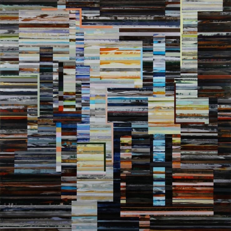 Scott Eakin Blue Asphalt, Ink, and Wire, 2019 acrylic on panel 60 x 60 inches