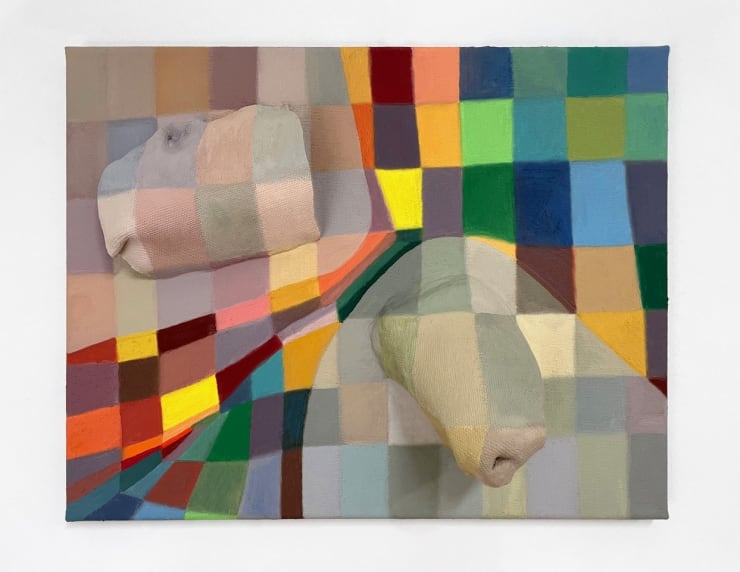 Michelle Carla Handel Squeeze, 2021 oil and ceramic on canvas 14 x 11 inches