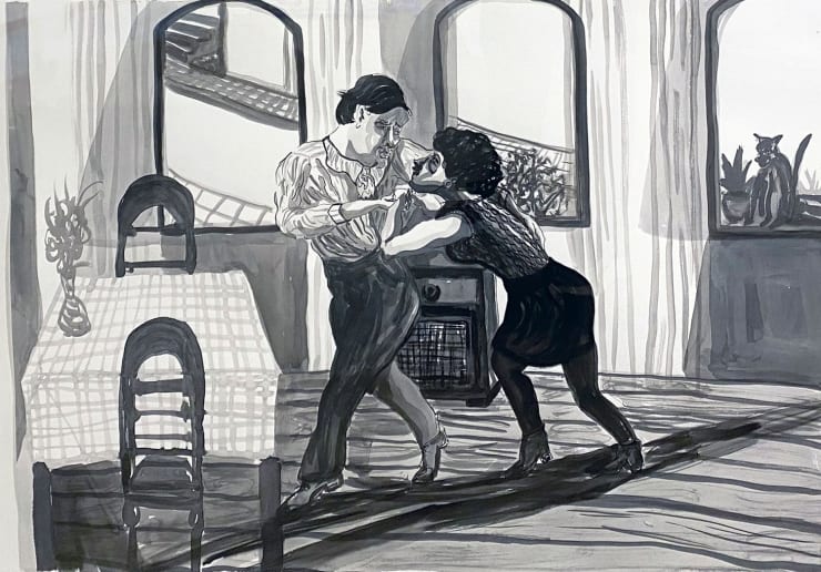 María Korol Baile de dos (Dance for Two), 2021 ink and pastels on Stonehenge paper 22 x 30 inches
