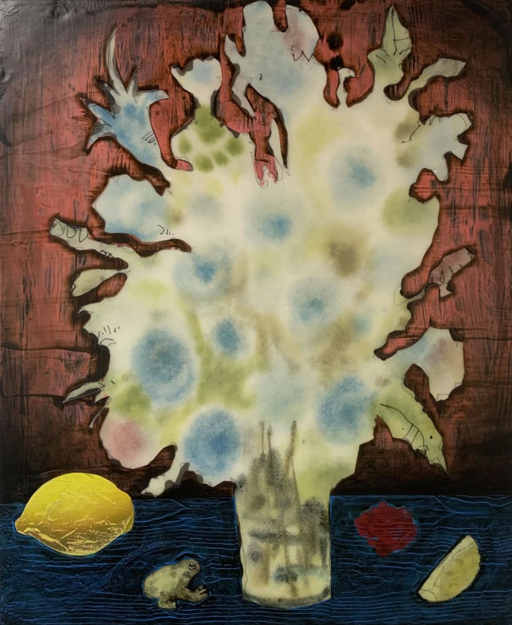 Joseph Peragine Pink Wall 2, 2023 mixed media on paper mounted to panel 20 x 16 inches