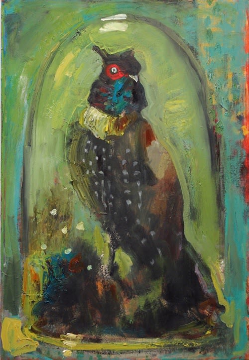 Joseph Peragine Pheasant Glass Dome, 2015 oil on canvas 28 x 14 inches