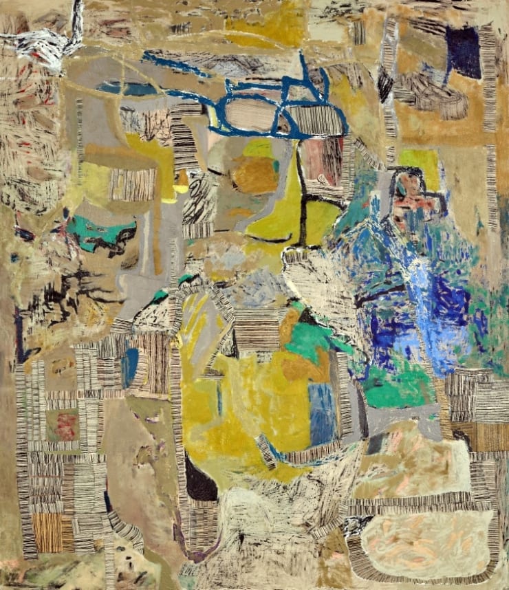 Kim Ouellette Figure 8, 2024 acrylic and sumi ink on raw canvas 60 x 52 inches