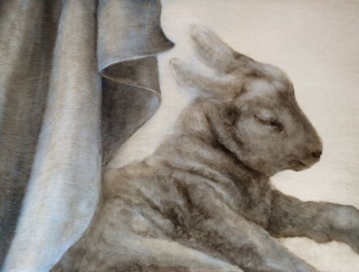 Kate Javens The Animals I Sleep with, No. 3, for the Rev, 2015 oil on wood panel 18 x 24 inches