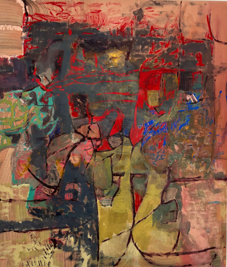Kim Ouellette Squint, 2024 acrylic, sumi ink, on raw canvas 54 x 46 inches