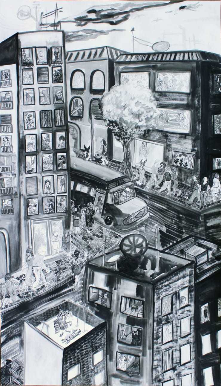 María Korol María ahí, sin ir (María There, Without Going There), 2021 ink on watercolor paper 81 x 45 inches