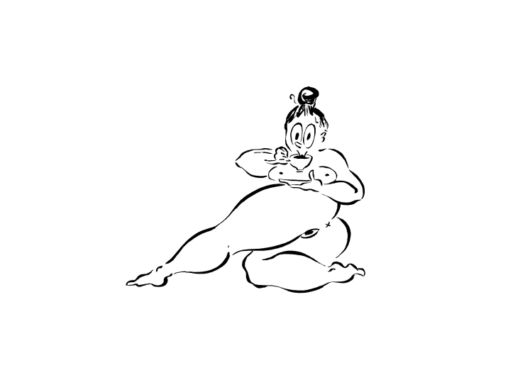 Ebecho Muslimova FATEBE CUP OF TEA, 2015 Ink on paper, framed 38 x 46 cm 15 x 18 1/8 in