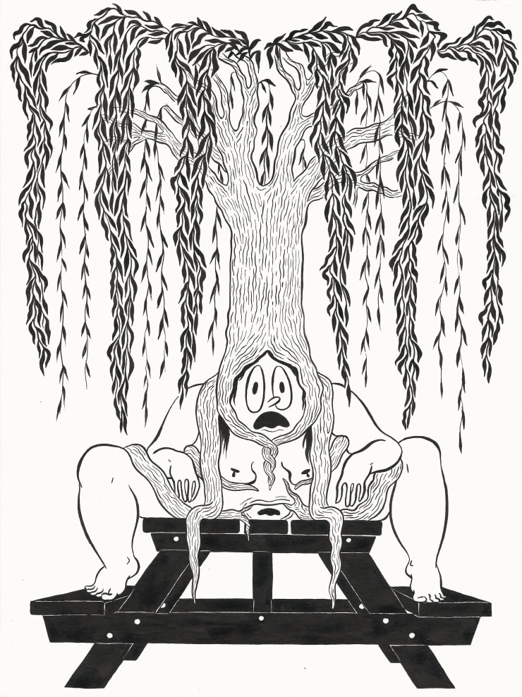 Ebecho Muslimova FATEBE WEEPING MONSTER, 2017 Ink on paper, framed 47.5 x 38 cm 18 3/4 x 15 in