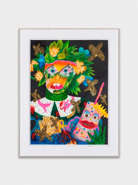 Bailey Scieszka Pilgrim Old Put and Sexy Butter Churn, 2017 marker on archival paper, glitter, framed 75 x 59 cm 29 1/2 x 23 1/4 in