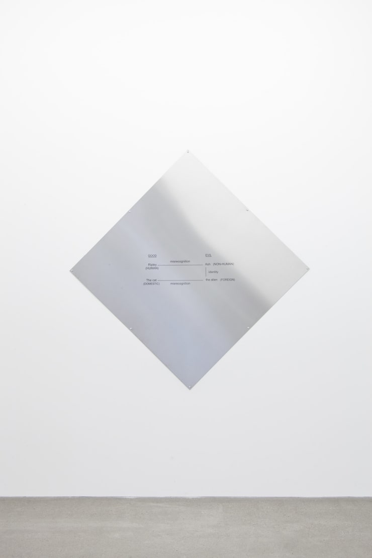 Mitchell Anderson Un Symposium sur ‘Alien’: a sliding signifier, 2014-2016 Laser etched titanium steel 138 x 138 cm 54 3/8 x 54 3/8 in