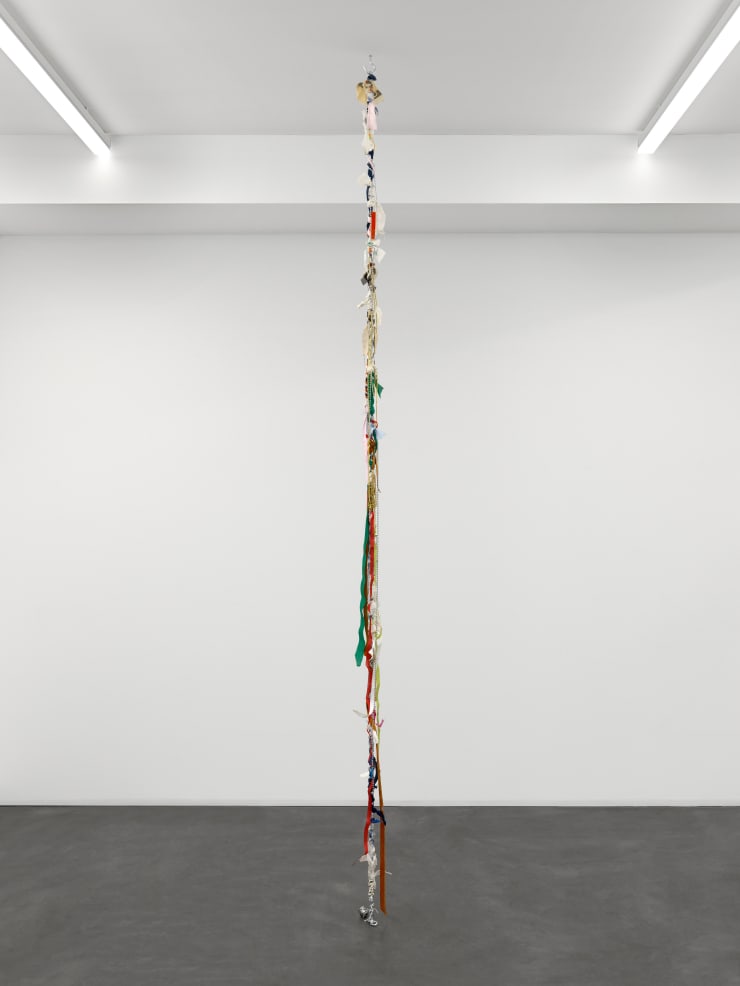 Sitara Abuzar Ghaznawi Family Intervention (Lhaga), 2021 Fabric, mixed media and steel 300 x 20 cm 118 1/8 x 7 7/8 in