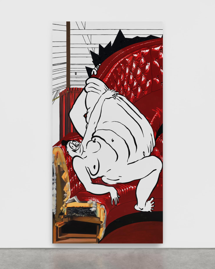 Ebecho Muslimova Fatebe Sister Booth A, 2020 Enamel and oil on Dibond aluminum 243.8 x 121.9 cm 96 x 48 in