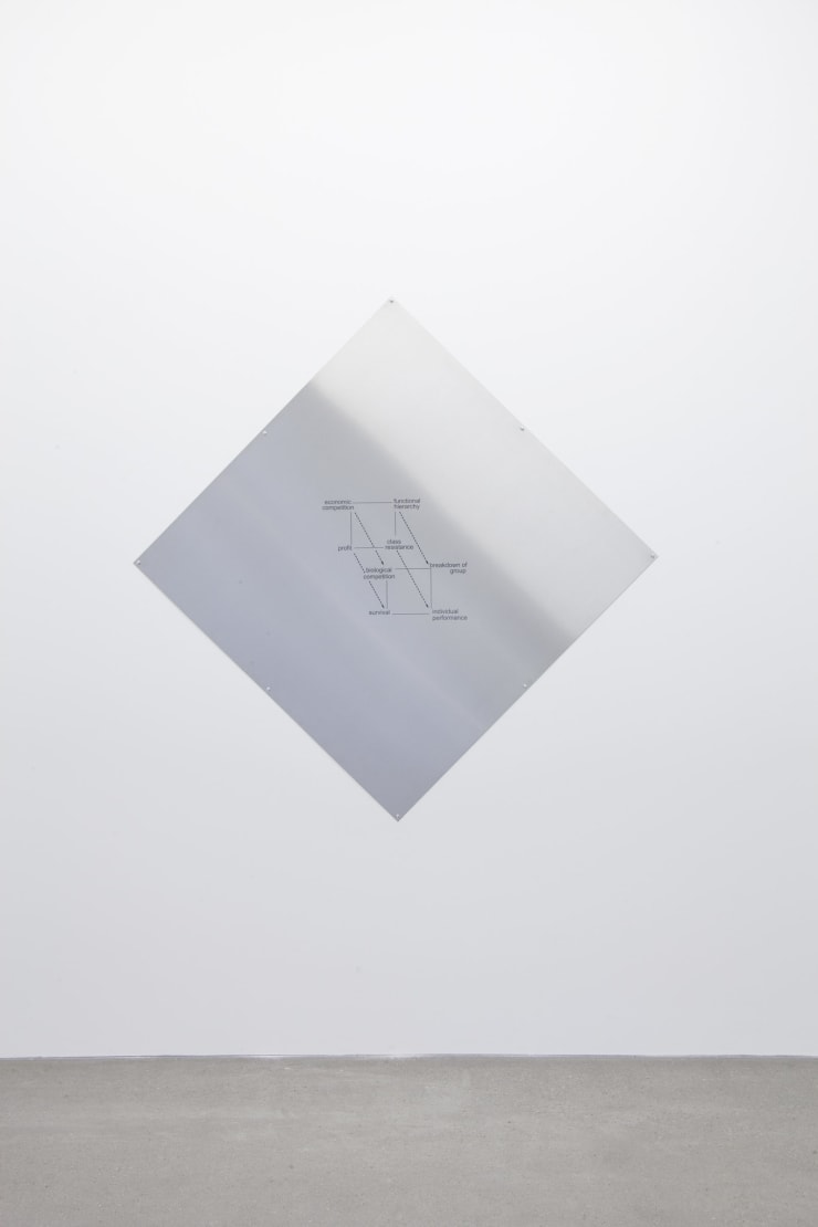 Mitchell Anderson Un Symposium sur ‘Alien’: a biological analogue, 2014-2016 Laser etched titanium steel 138 x 138 cm 54 3/8 x 54 3/8 in