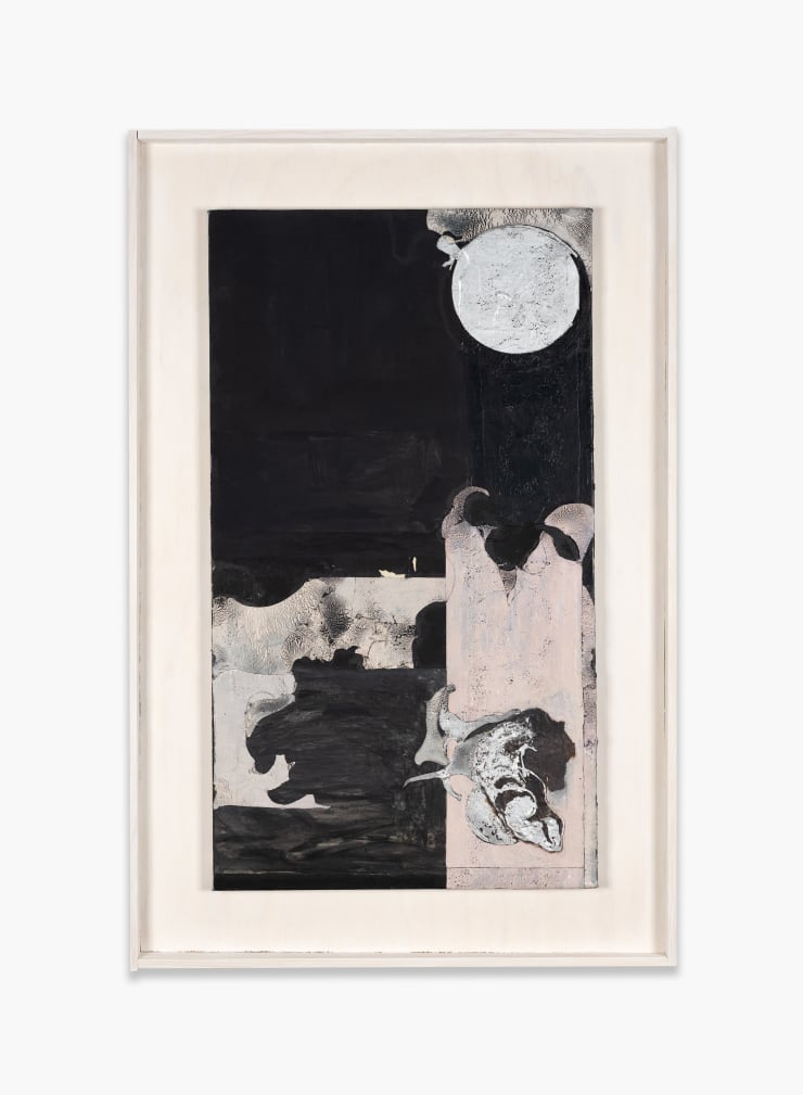 Tali Levi View from the Window at Le Gras, 2023 Acrylic paint, synthetic rubber, enamel, paper, glue on linen 93.7 x 61.4 x 4 cm (artist frame) 36 7/8 x 24 1/8 x 1 5/8 in (artist frame) 76 x 43.4 x 2 cm (unframed) 29 7/8 x 17 1/8 x 3/4 in (unframed)