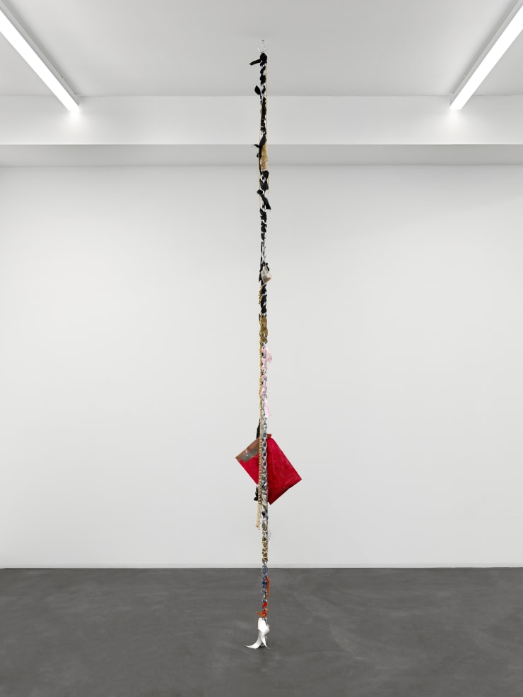 Sitara Abuzar Ghaznawi Family Intervention (Zuhra), 2021 Fabric, mixed media and steel 300 x 20 cm 118 1/8 x 7 7/8 in