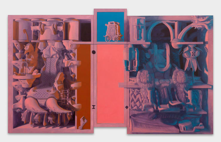 Tom Waring Hiur, 2023 Oil on linen Triptych 180 x 310 x 5 cm 70 7/8 x 122 x 2 in
