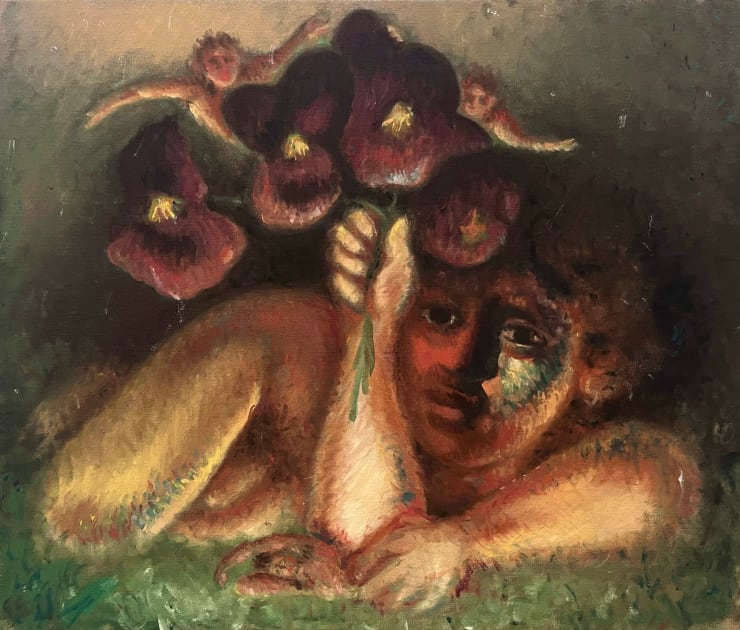 Nick Mullaly, Pansies in the rain, 2024