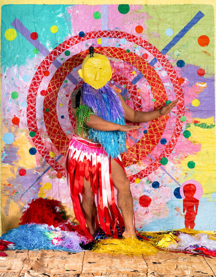 Telly Tuita, Diaspora’s Children: Yellow Mask Dancing, 2022