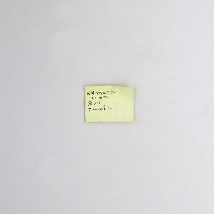 Kenny Pittock, Watermelon, cheese, gum, fruit, 2021