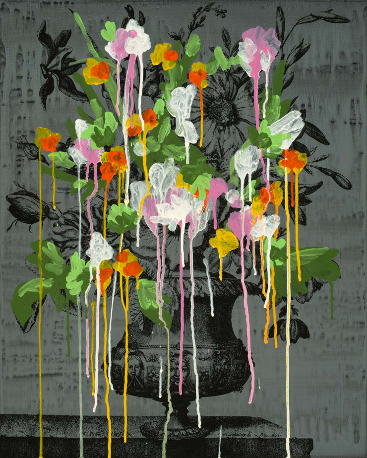 Michael De Feo, Untitled (Bouquets dans des vases ciseles., Nicolas Robert (1614-1685)), No. 2, 2020