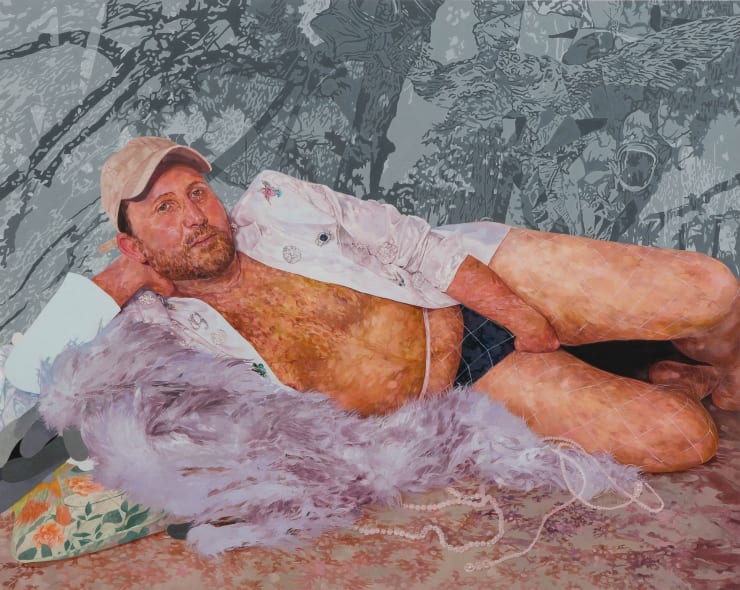 David Antonio Cruz comeclose,likebefore,sowecansitinsilenceandcloseoureyestothosewants, andmaybe,maybe,wecangetlostintheplacewherethebirdssleep,lostinthesummerheat., 2024 oil and acrylic on wood panel 48 x 60 x 2 in 152.4 x 121.9 x 5.1 cm