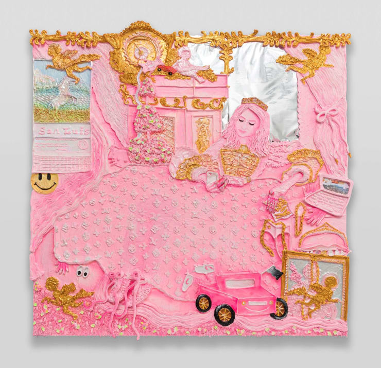 Yvette Mayorga, Resting Scrolling After François Boucher, Madame de Pompadour, 1756, 2022