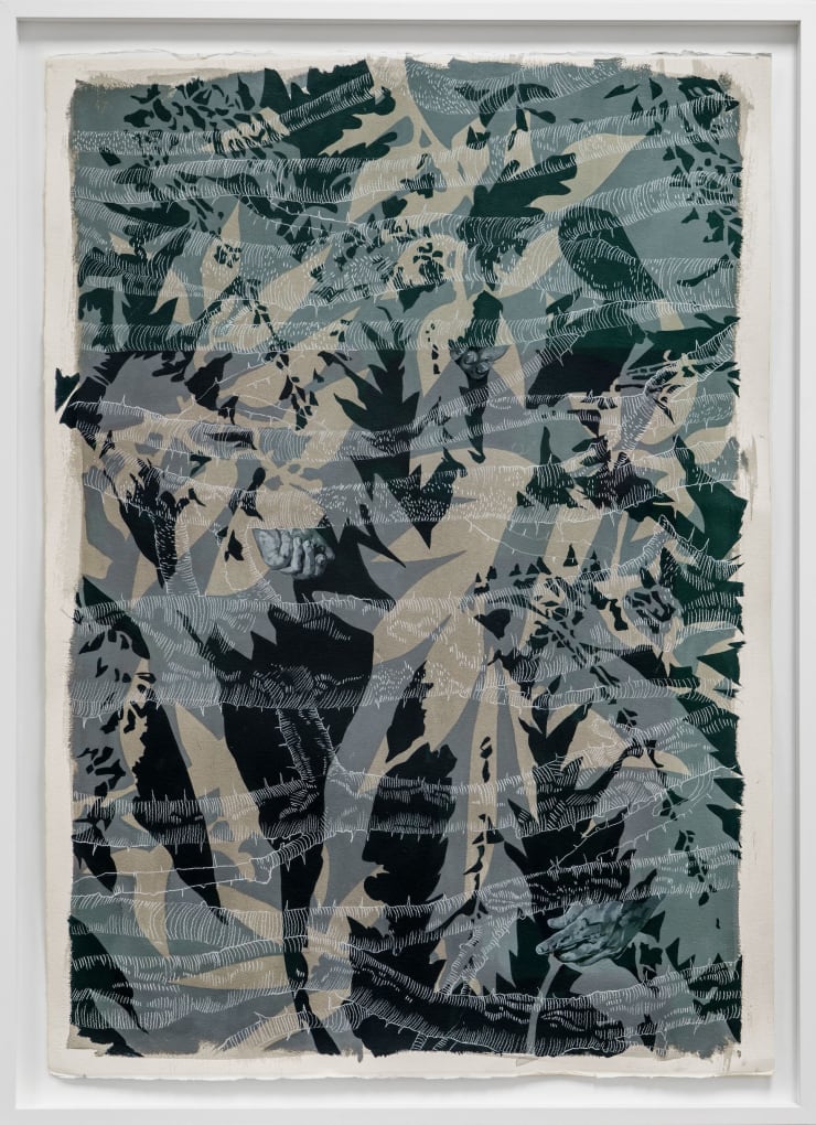 David Antonio Cruz away,oneway,thecurrentsonlymoveoneway, 2022 ink, flashe paint, and wax pencil on arches watercolor paper 41 3/4 x 29 1/2 in 106 x 74.9 cm
