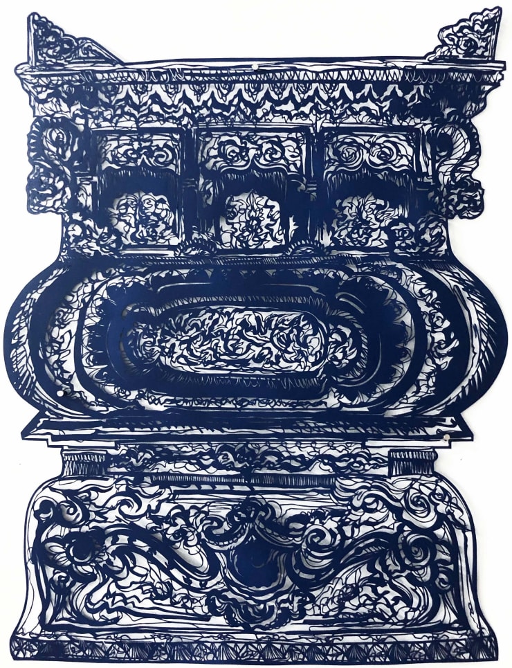 Antonius-Tín Bui Vessel 7, 2021 hand-cut paper, ink, pencil, paint 30 x 24 in 76.2 x 61 cm (Framed dimensions)