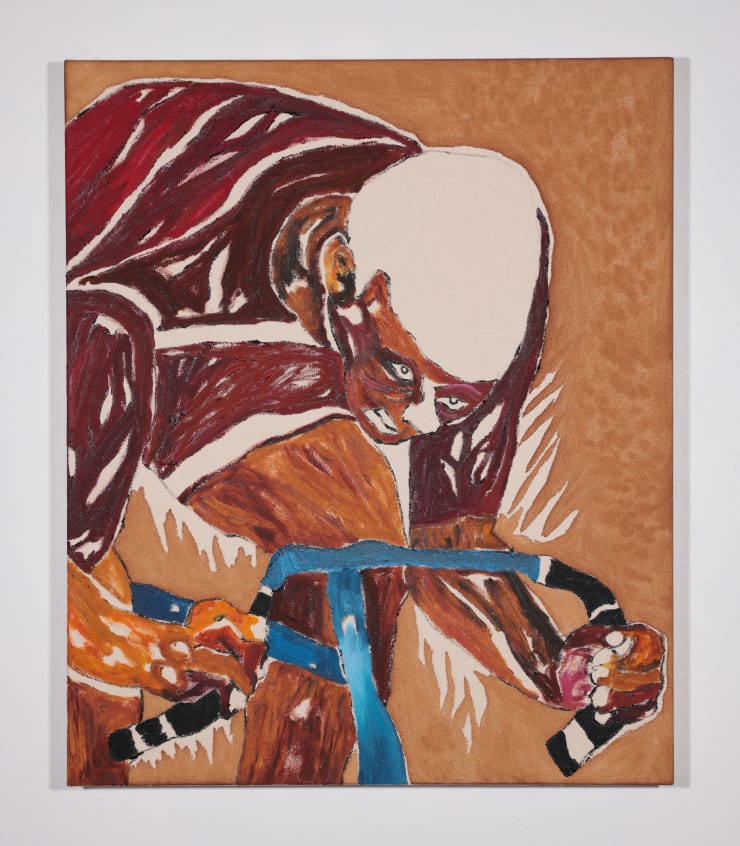 Chase Hall Red Panache, 2021 Acrylic and coffee on cotton canvas 24 x 20 inches