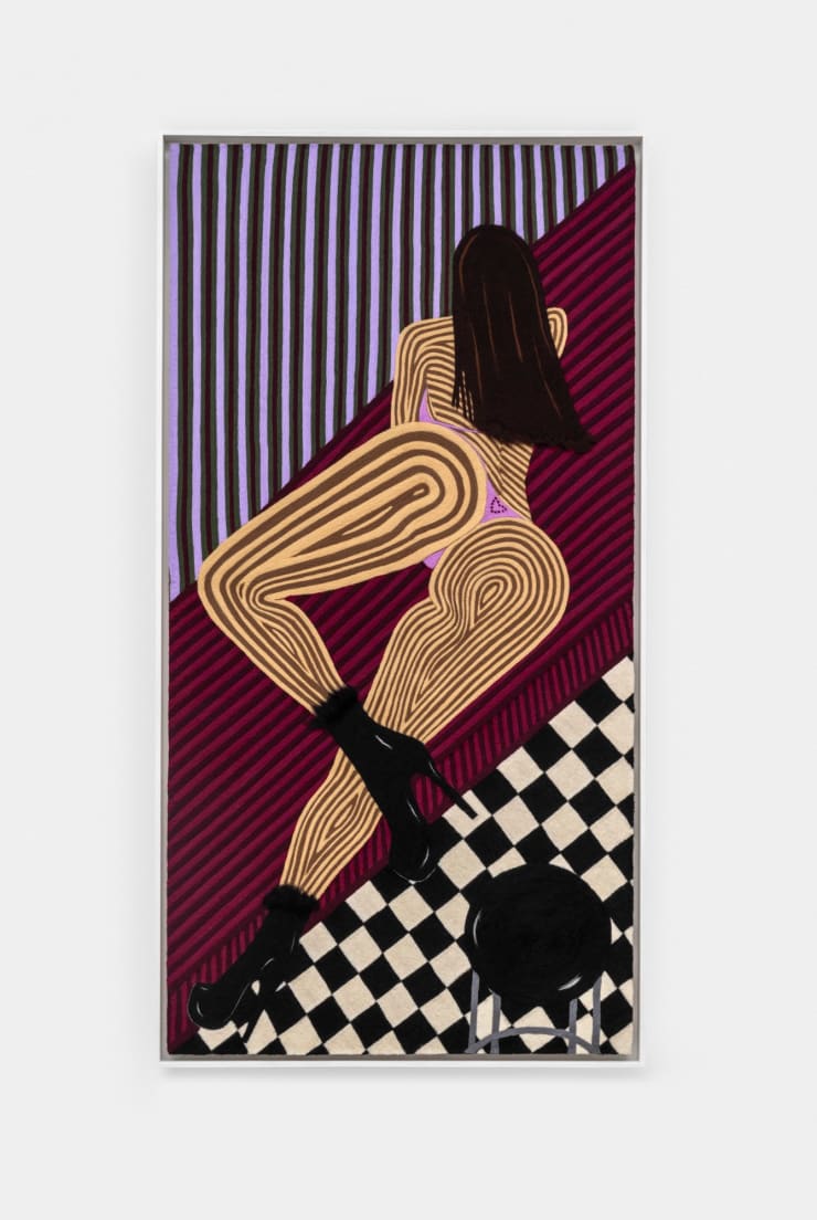 Cheryl Pope There’s A Spot For You Too, 2024 needle-punched wool roving on cashmere 63 5/8 x 33 3/8 in 161.6 x 84.8 cm