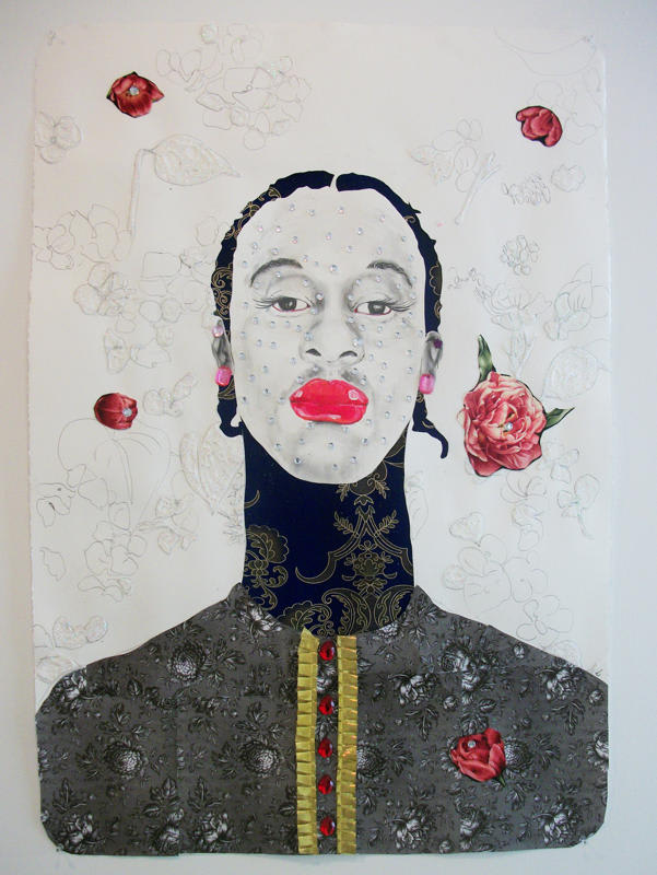 Ebony G. Patterson Untitled Species VI, 2011 mixed media on paper 44 x 30 1/2 in. 111.76 x 77.47 cm