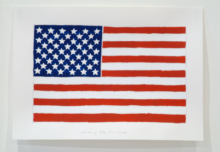 Joel Ross Replicas of Flags I've Burned #12, 2005 Flashe and graphite on paper 15 3/8 x 21 7/8 in. 39.05 x 55.56 x 0.0 cm