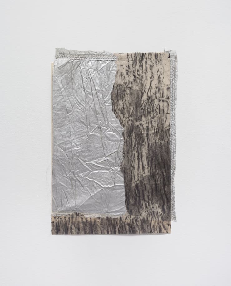 Kate Levant an Affair, 2016 Graphite, drafting paper, plastic laminate, rubber-based ink monoprint on nylon spinnaker sail 18 1/2 x 12 in. 46.99 x 30.48 cm