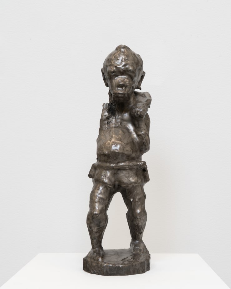 Sanford Biggers BAM (For Terence), 2016 bronze with silver nitrate, HD video 14 1/2 x 4 1/2 x 4 1/2 in. 36.8 x 11.4 x 11.4 cm Includes pedestal: 50 x 10 x 10 in Edition of 3 (Edition #3/3) (Edition record)