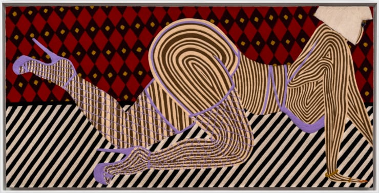 Cheryl Pope Perfect Stretch, 2024 needle-punched wool roving on cashmere 31 1/2 x 62 1/8 in 80 x 157.8 cm