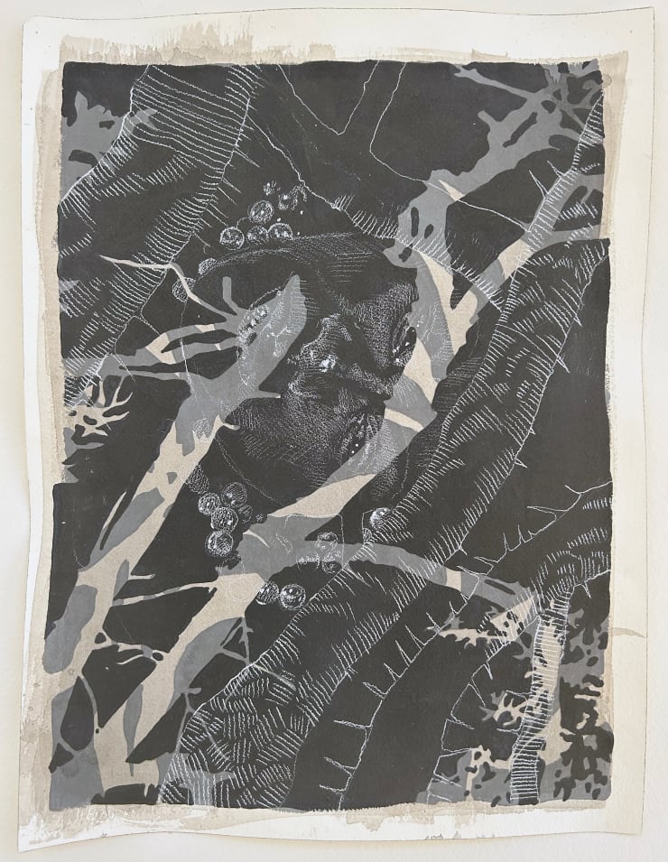 David Antonio Cruz Untitled 4 from the Chosen Family series, 2023 ink, flashe paint, and wax pencil on arches watercolor paper 20 3/4 x 17 in (framed) 52.7 x 43.2 cm