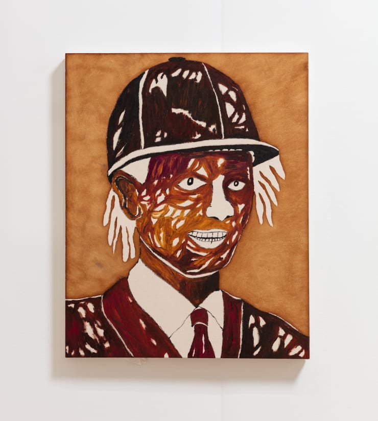 Chase Hall Chivalry is Dread (Equestrian), 2021 Acrylic and coffee on cotton canvas 30 x 24 in 76.2 x 61 cm