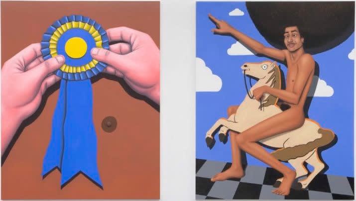 Jake Troyli The next best thing to Napoleonic, 2018 oil on canvas Each panel: 60 x 48 inches
