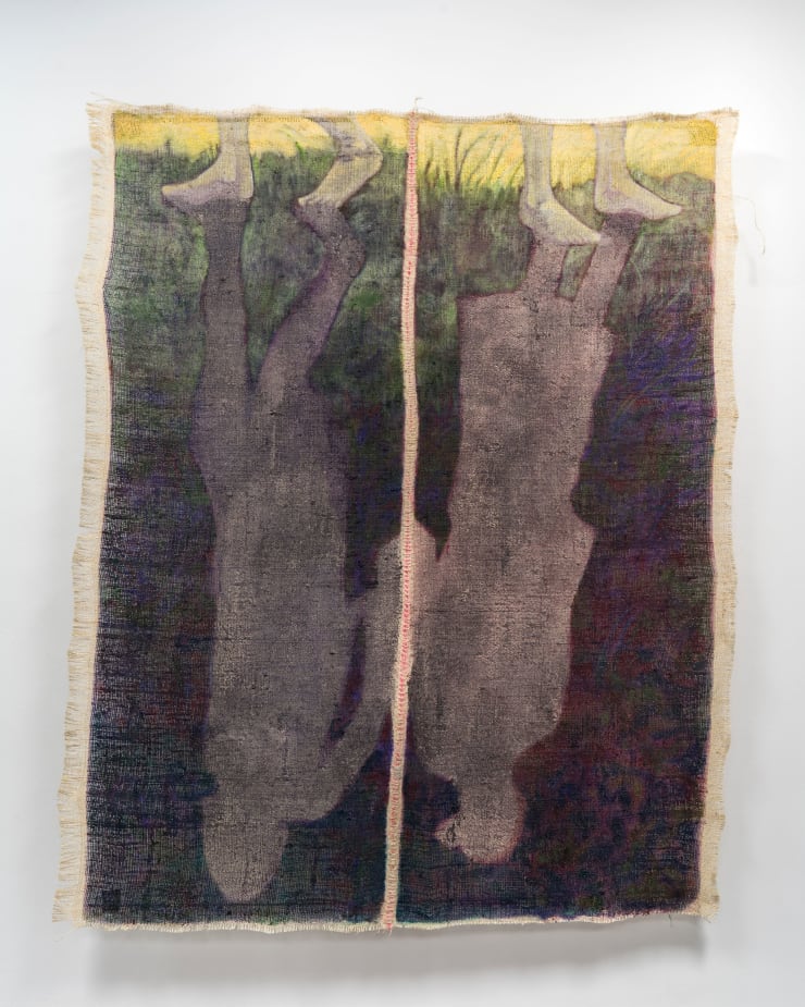 Pedro Montilla Unstable ground, 2025 Distemper and oil on fique 88 x 71 in 223.5 x 180.3 cm