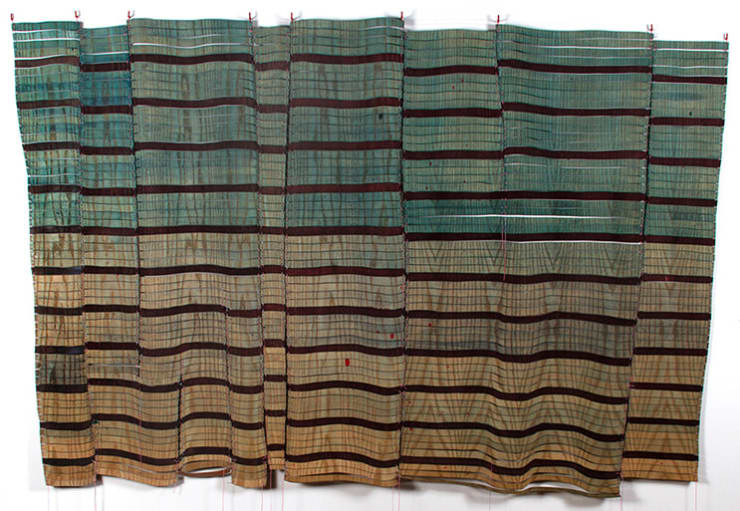 Dan Gunn Cascade scales, 2013 Dye and polyurethane on plywood with nylon cord 84 x 56 in. 213.36 x 142.24 cm