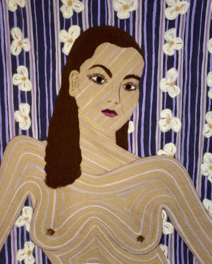 Cheryl Pope Portrait of a Woman 2, 2021 needle-punched wool roving on cashmere 31 x 24 1/2 in. 78.7 x 62.2 cm.