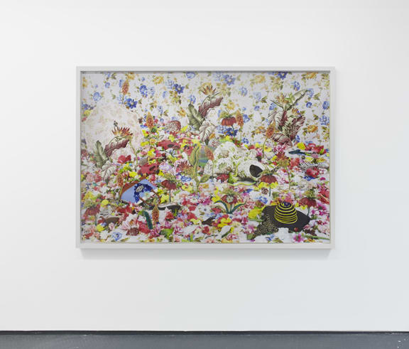 Ebony G. Patterson Laying in a bush of things, 2015 Mixed media digital photograph on watercolor paper 58 1/2 x 87 3/4 in. 148.59 x 222.89 cm