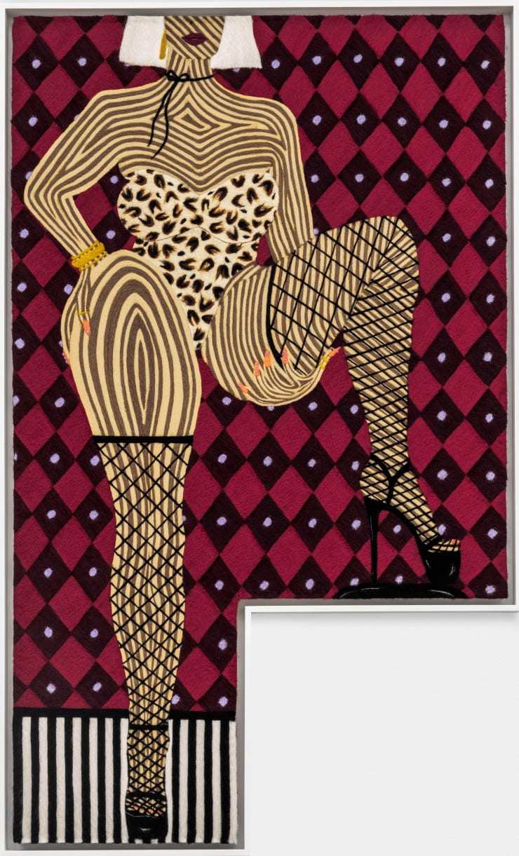 Cheryl Pope Nothings More Attractive Than Joy, 2024 needle-punched wool roving on cashmere 53 3/4 x 32 3/4 in 136.5 x 83.2 cm
