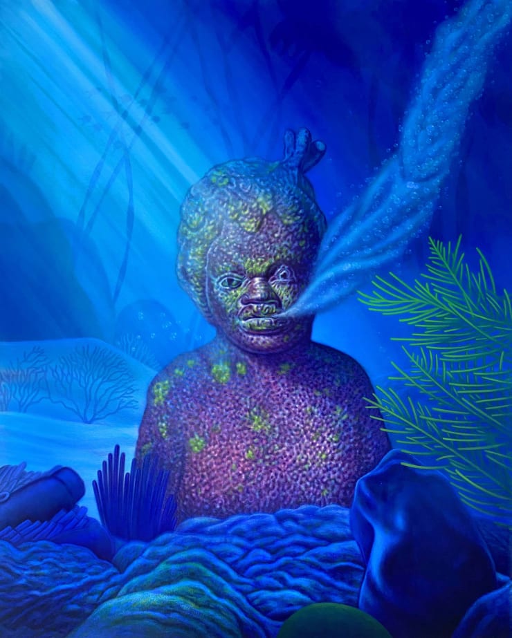 Kajahl Underwater Exhale, 2022 oil on canvas 60 x 48 in 152.4 x 121.9 cm