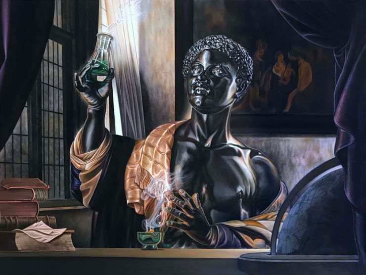 Kajahl Alchemist, 2020 oil on canvas over panel 36 x 48 in 91.4 x 121.9 cm