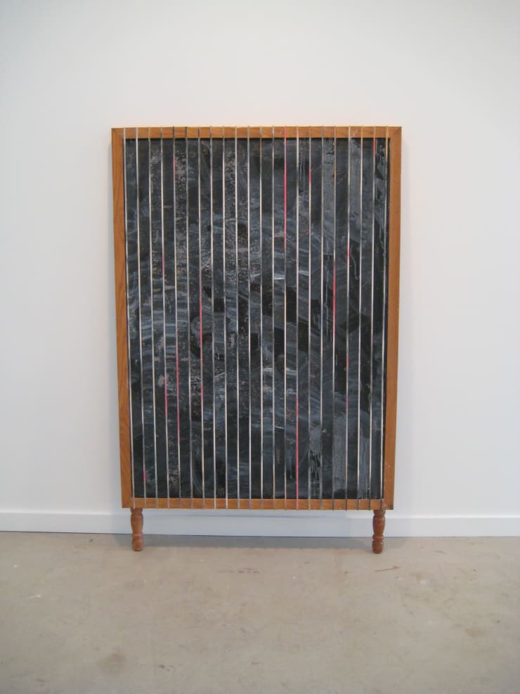 Dan Gunn Dialog Equipment, 2011 Blackboard, plywood, table legs, metallic paper with colored pencil and acrylic 68 x 44 in. 172.72 x 111.76 cm